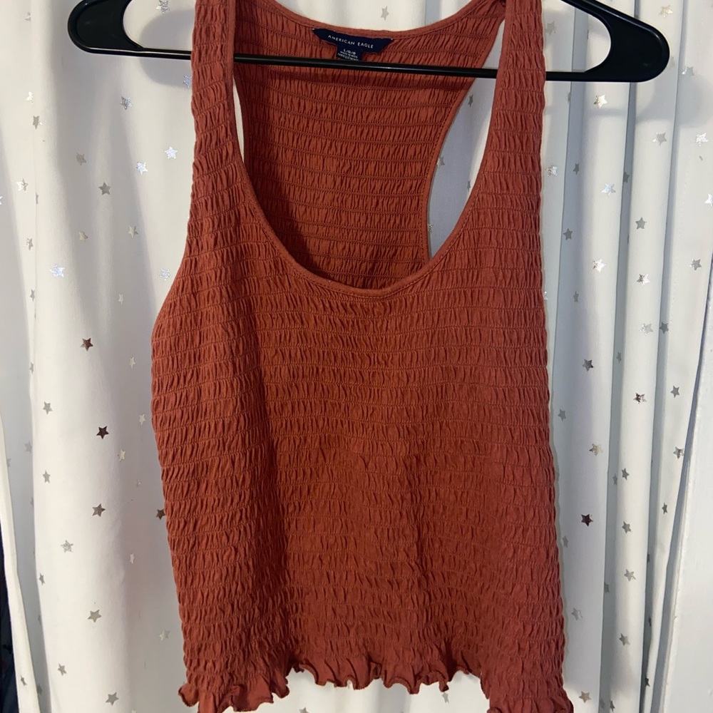 American Eagle maroon ruched tank top. Size large